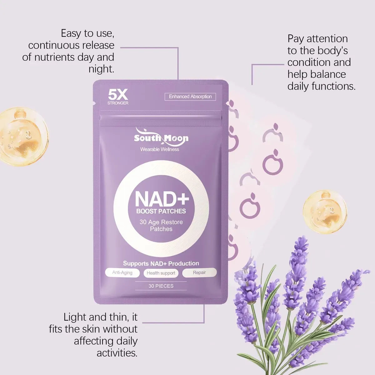 30 Parches NAD+ Antiage Energía Bienestar Transdérmico